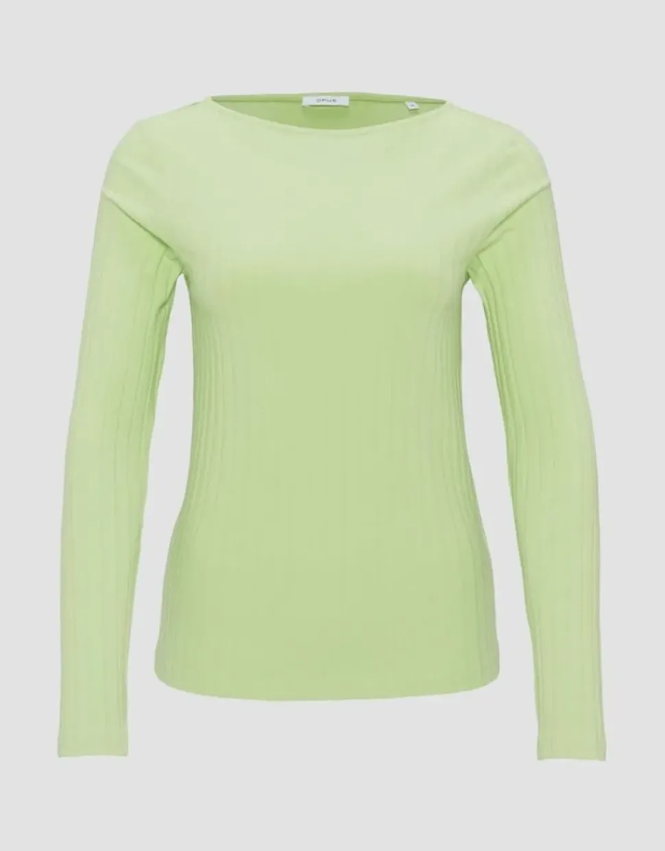 Opus Rippenshirt Sovke langarm weiß, grün S23 10144311105100