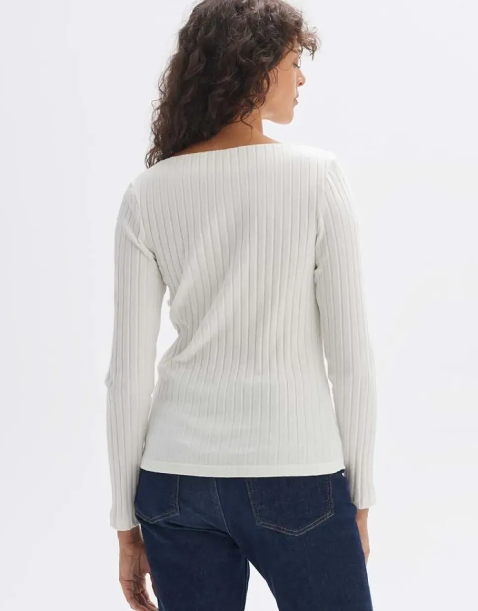 Opus Rippenshirt Sovke langarm weiß, grün S23 10144311105100