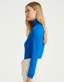 OPUS Sariette Rollkragenshirt blau und milk S22 10111810862100