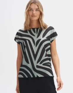 OPUS Shirt SEVELA PRINT Regular Material Mix grün S14 10290212312258