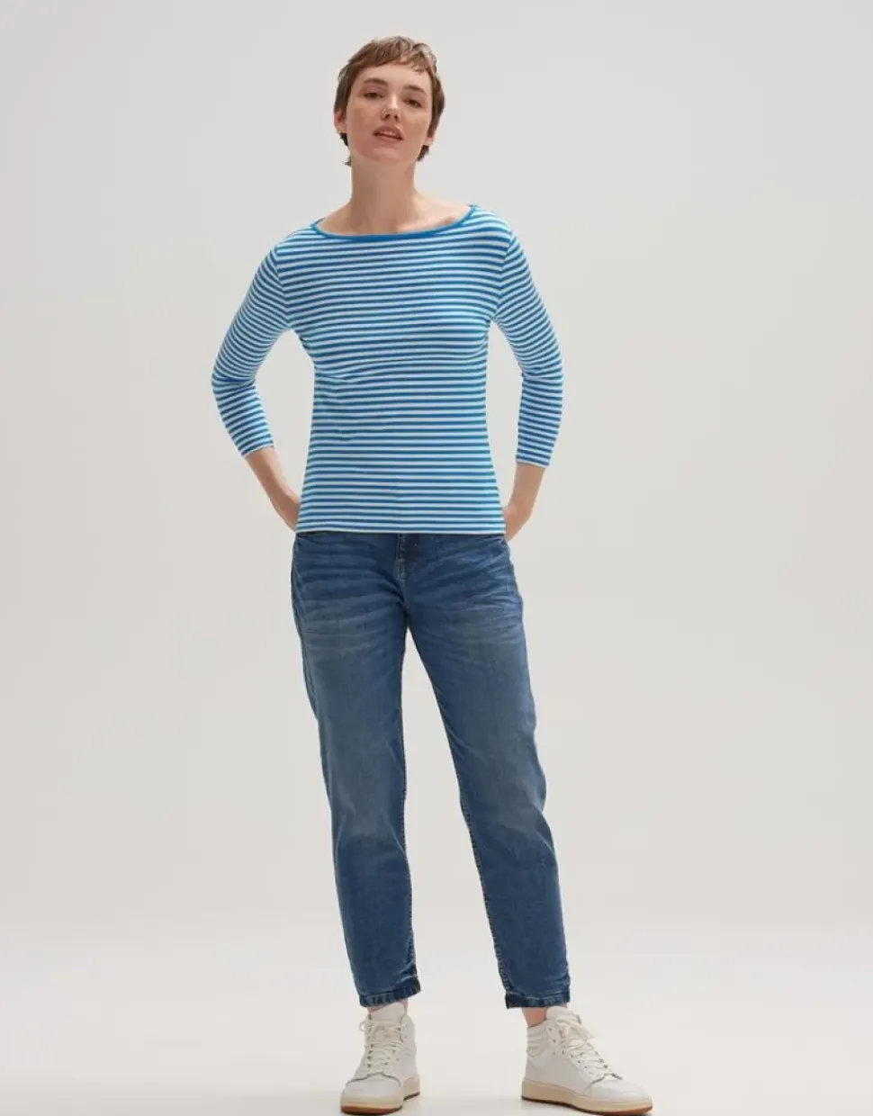 OPUS Shirt Sopili 3/4 Arm gestreift grün, blau S13 10144011138100