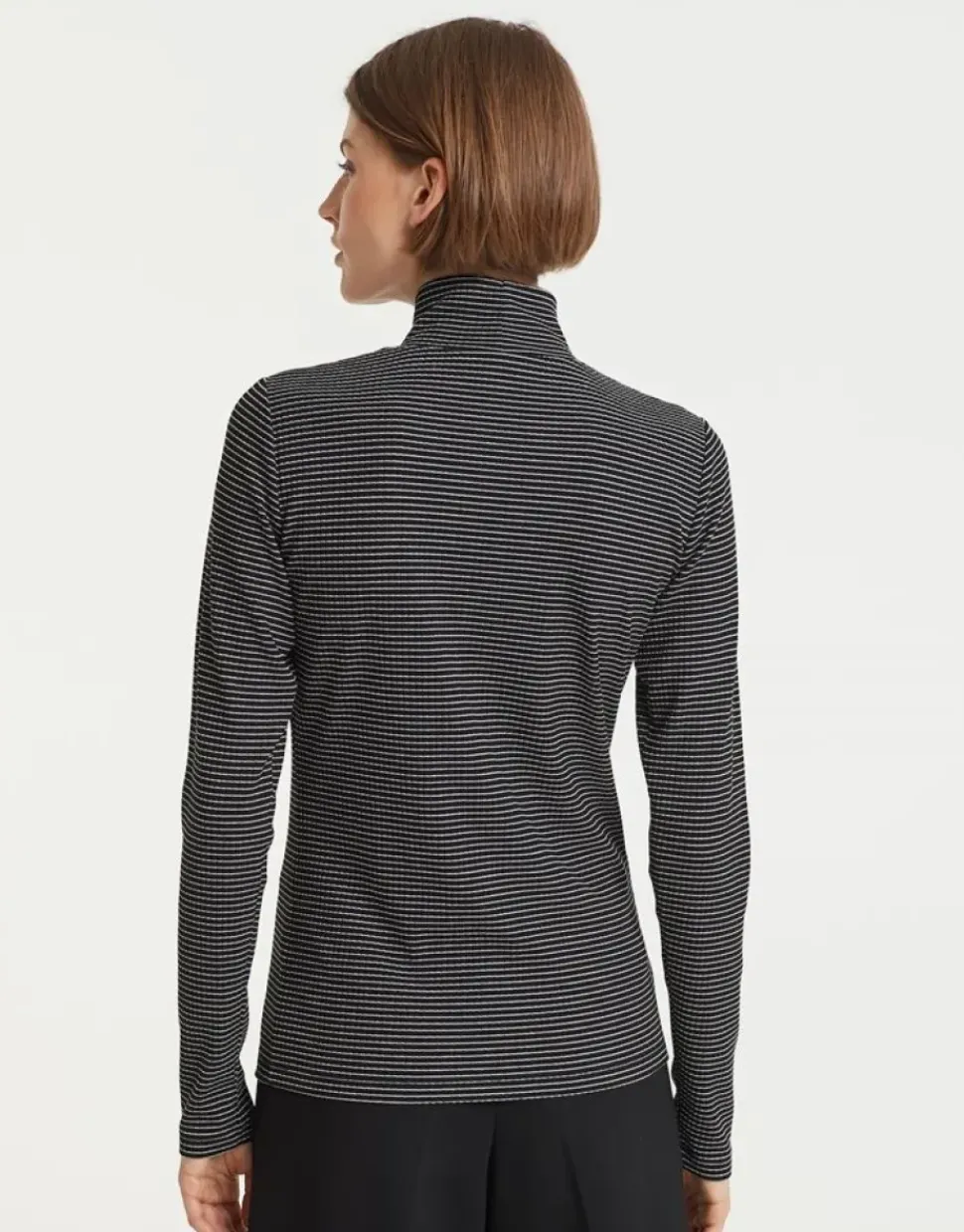 OPUS Streifenshirt Sibyla Rollkragen feine Streifen schwarz S22 10094410751145