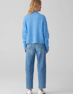OPUS Strickjacke DANEKE Knopfleiste Mohair blau S15 10350912559100