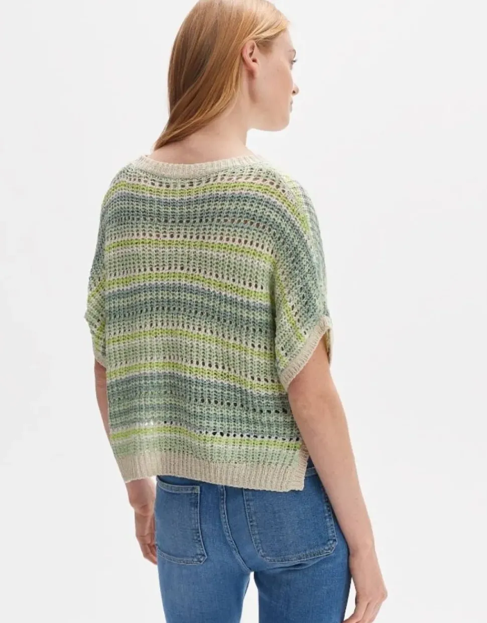 OPUS Strickshirt Punissa im Oversize Look grün rot S14 10261112080242