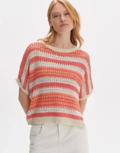 OPUS Strickshirt Punissa im Oversize Look grün rot S14 10261112080242