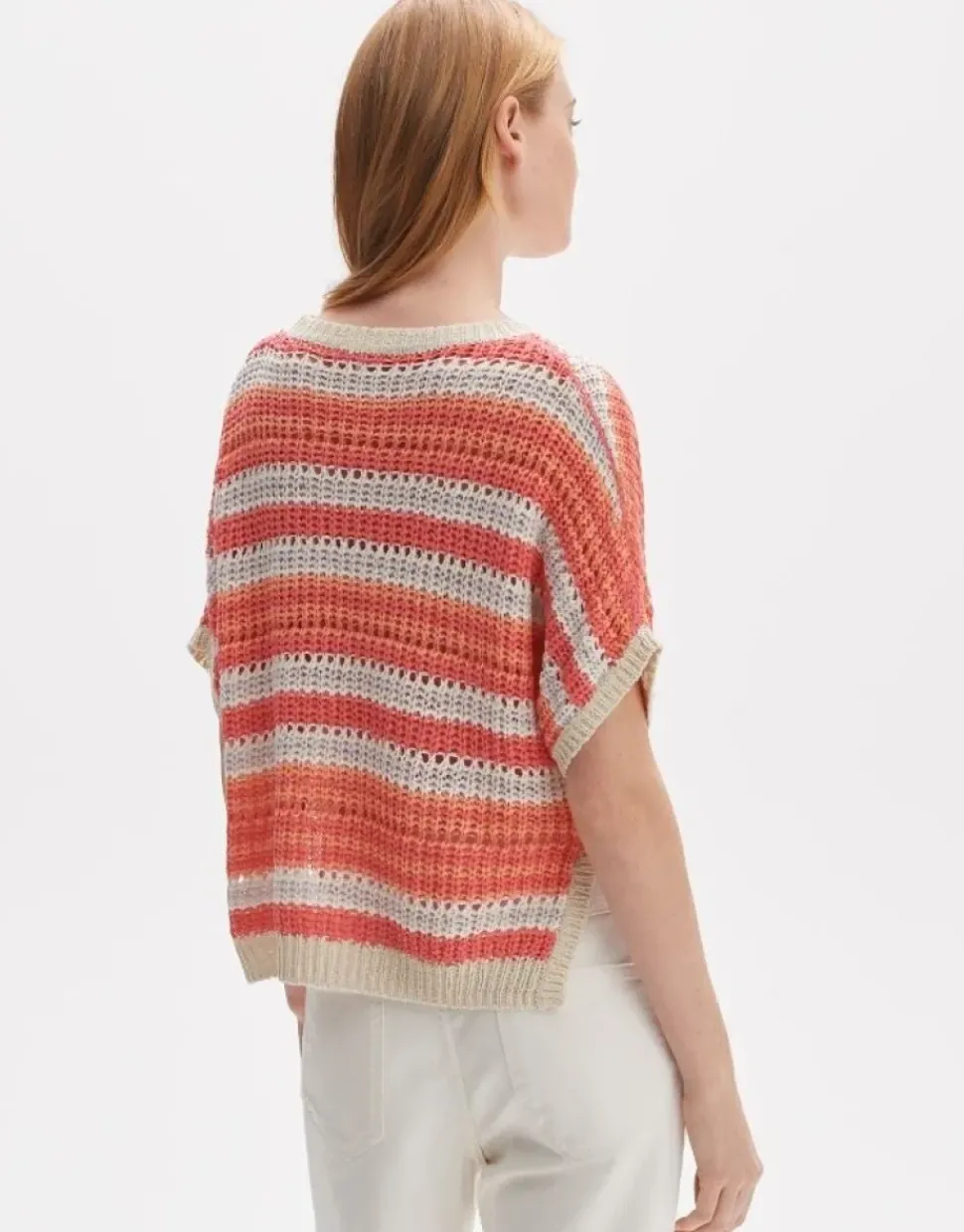 OPUS Strickshirt Punissa im Oversize Look grün rot S14 10261112080242