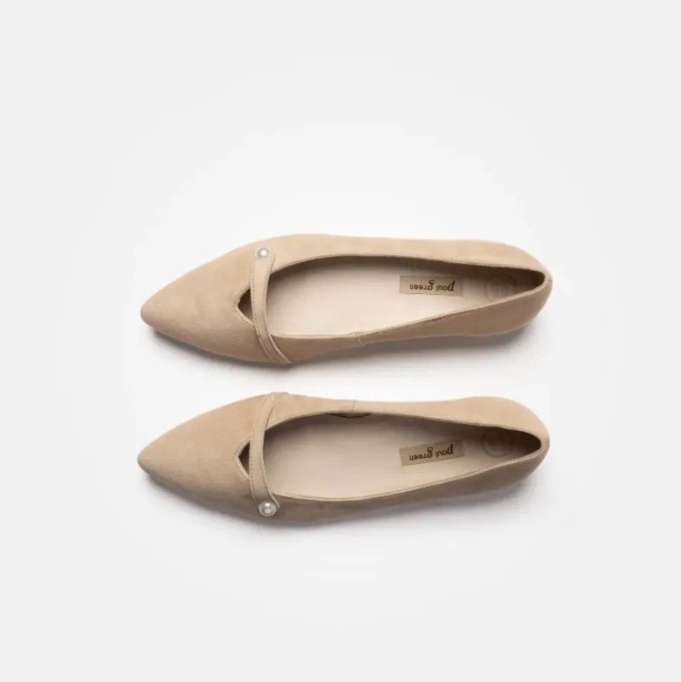 Paul Green Super Soft Ballerina Rauleder Perlenapplikation beige S14 1066-035