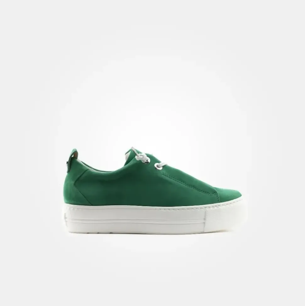 Paul Green Super Soft Pauls Sneaker Nubukleder Logoprägung silberfarbene Details grün S14 5017-235