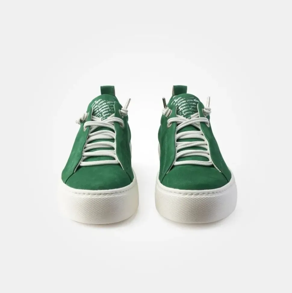 Paul Green Super Soft Pauls Sneaker Nubukleder Logoprägung silberfarbene Details grün S14 5017-235