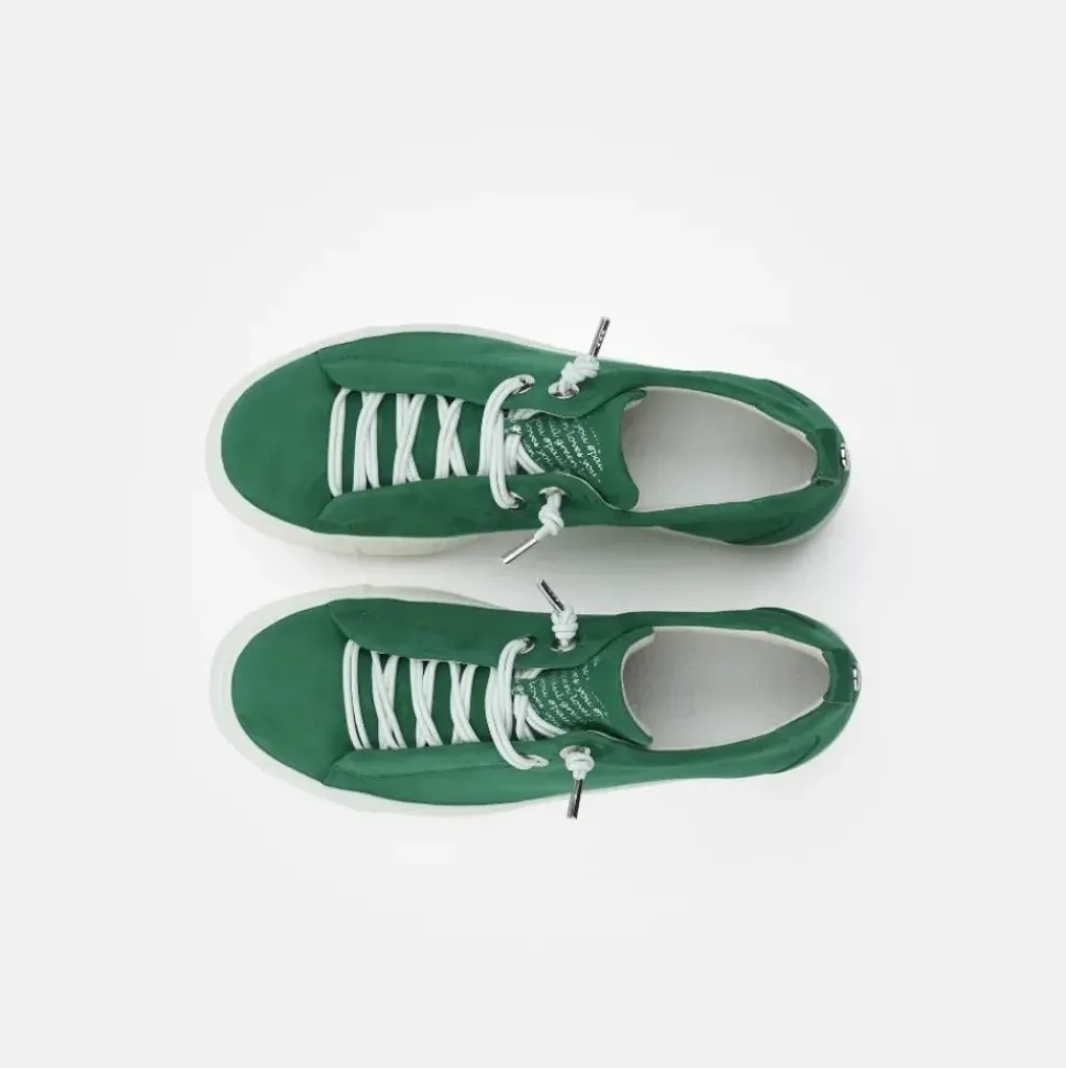Paul Green Super Soft Pauls Sneaker Nubukleder Logoprägung silberfarbene Details grün S14 5017-235