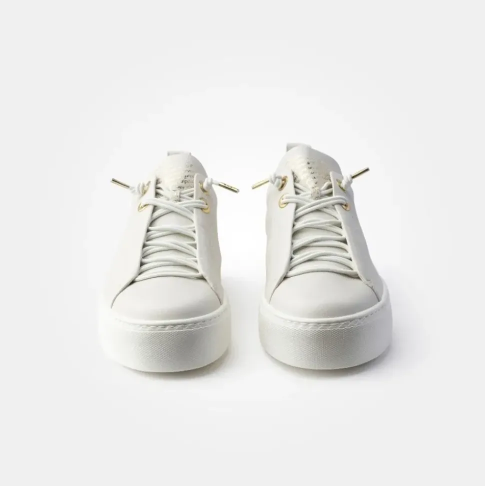 Paul Green Super Soft Pauls Sneaker Leder goldfarbene Nietenapplikation „PG“ beige S14 5017-065