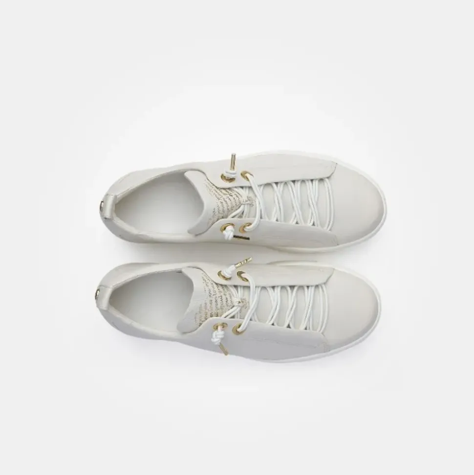Paul Green Super Soft Pauls Sneaker Leder goldfarbene Nietenapplikation „PG“ beige S14 5017-065