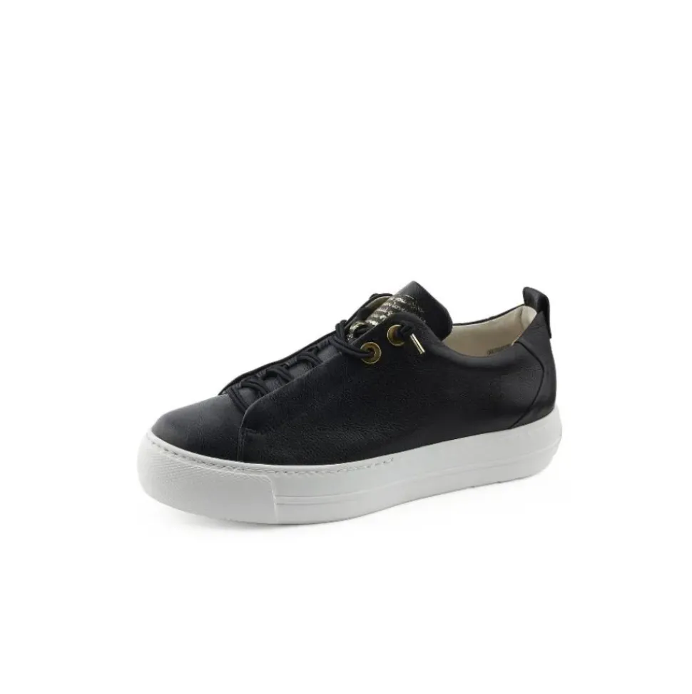 Paul Green Super Soft Pauls Sneaker Leder Logoapplikation goldene Details schwarz S14 5017-025