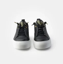 Paul Green Super Soft Pauls Sneaker Leder Logoapplikation goldene Details schwarz S14 5017-025