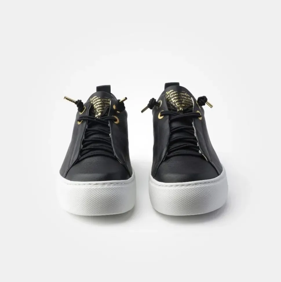 Paul Green Super Soft Pauls Sneaker Leder Logoapplikation goldene Details schwarz S14 5017-025