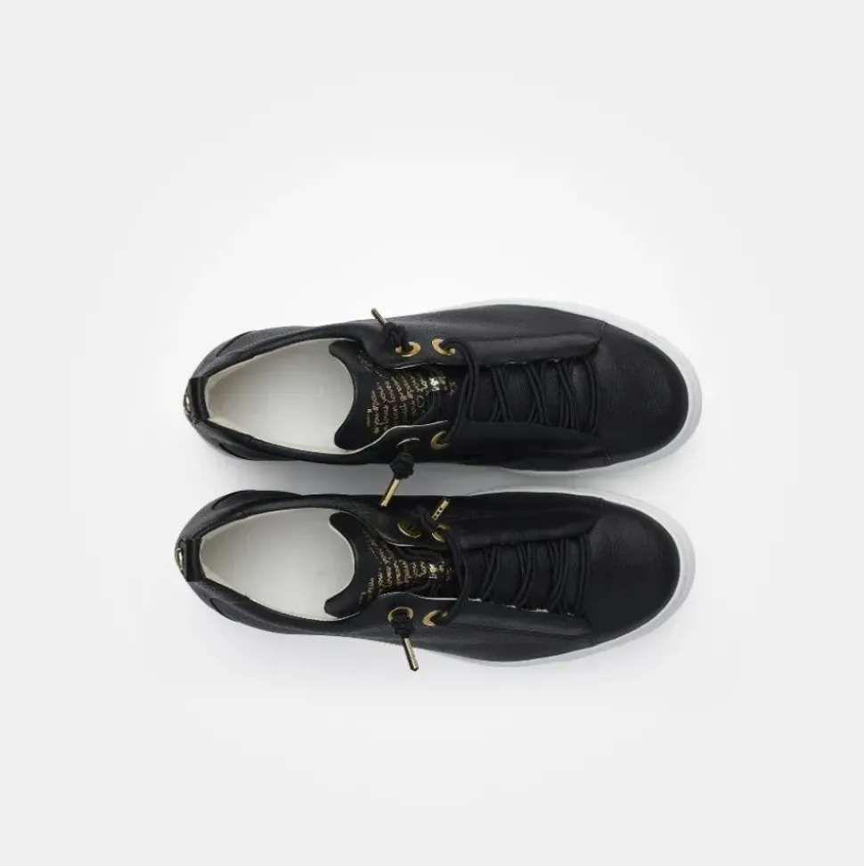 Paul Green Super Soft Pauls Sneaker Leder Logoapplikation goldene Details schwarz S14 5017-025