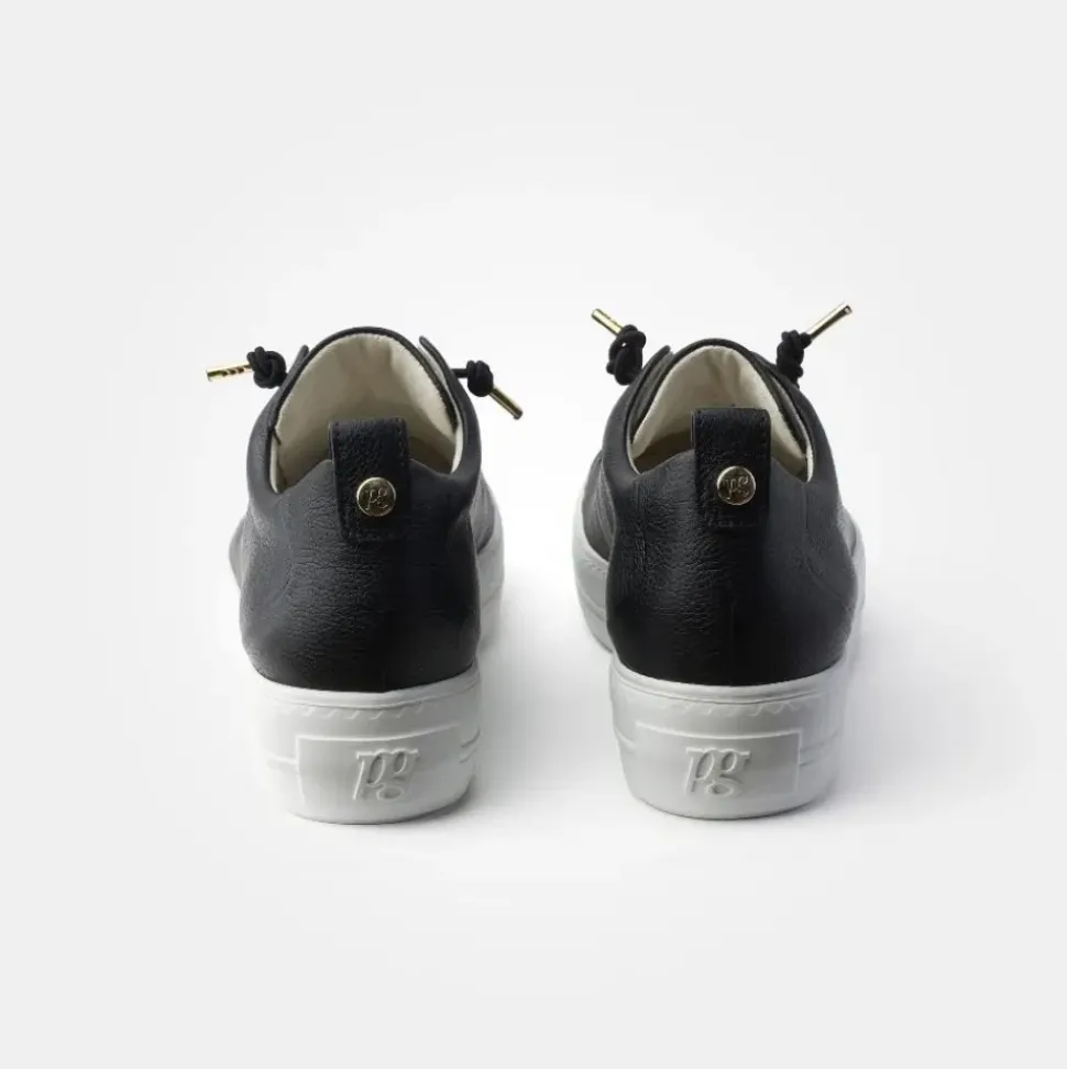 Paul Green Super Soft Pauls Sneaker Leder Logoapplikation goldene Details schwarz S14 5017-025