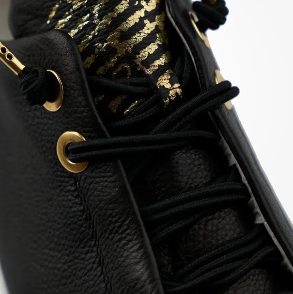 Paul Green Super Soft Pauls Sneaker Leder Logoapplikation goldene Details schwarz S14 5017-025