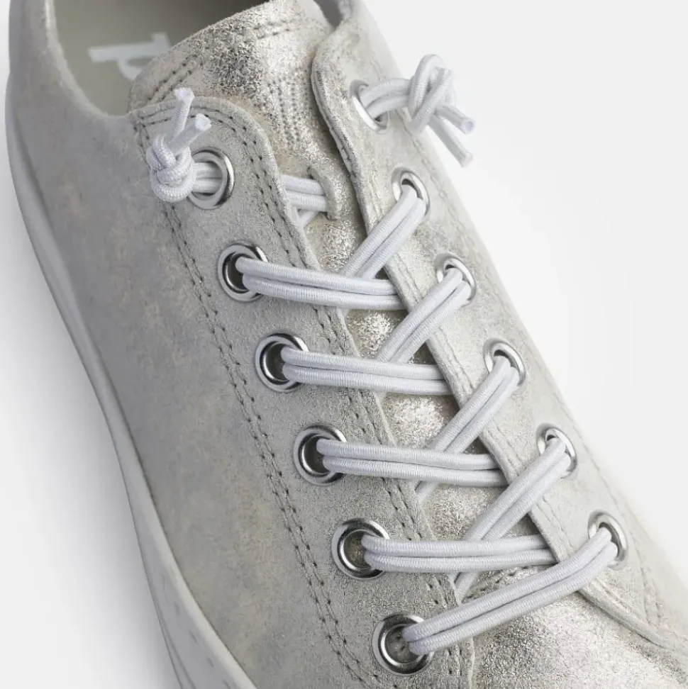 Paul Green Super Soft Pauls Sneaker Leder Relaxweite Metallic Look Wechselfußbett beige S14 4081-035