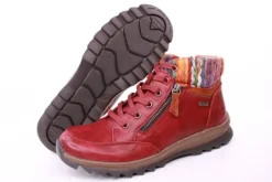 PETER ERIKSON Damen Boot Strickrand Schnürung und Reißverschluss ROT, SCHWARZ und TAN Warmfutter 58212-C24002 TEX