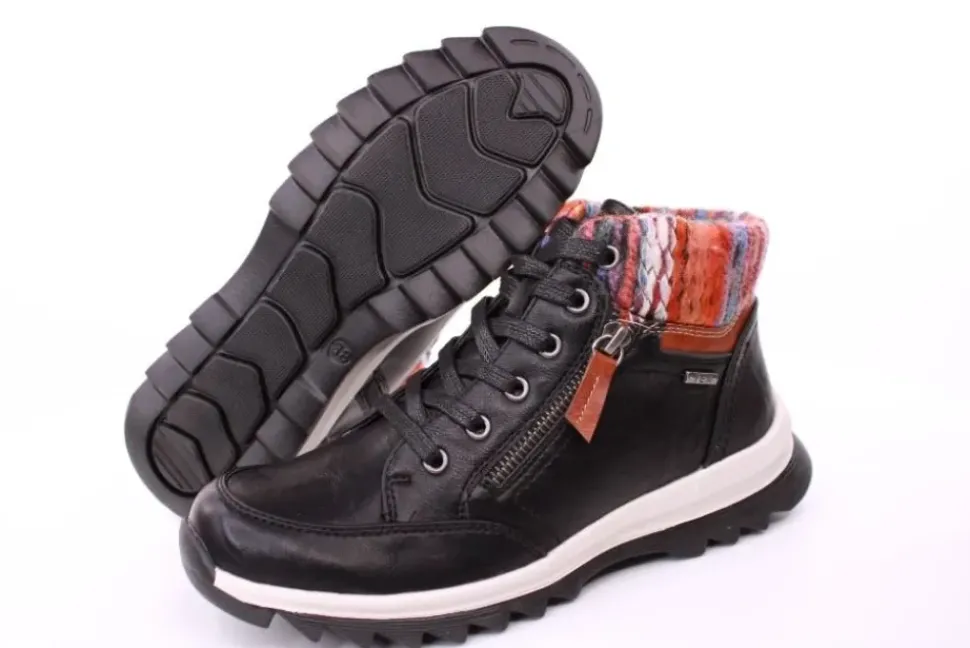 PETER ERIKSON Damen Boot Strickrand Schnürung und Reißverschluss ROT, SCHWARZ und TAN Warmfutter 58212-C24002 TEX