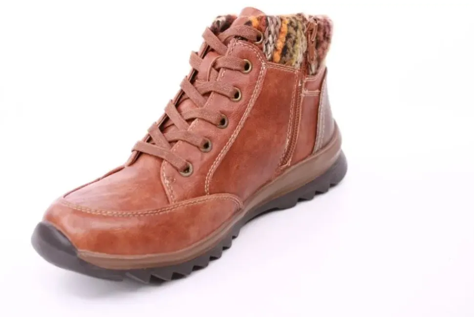 PETER ERIKSON Damen Boot Strickrand Schnürung und Reißverschluss ROT, SCHWARZ und TAN Warmfutter 58212-C24002 TEX