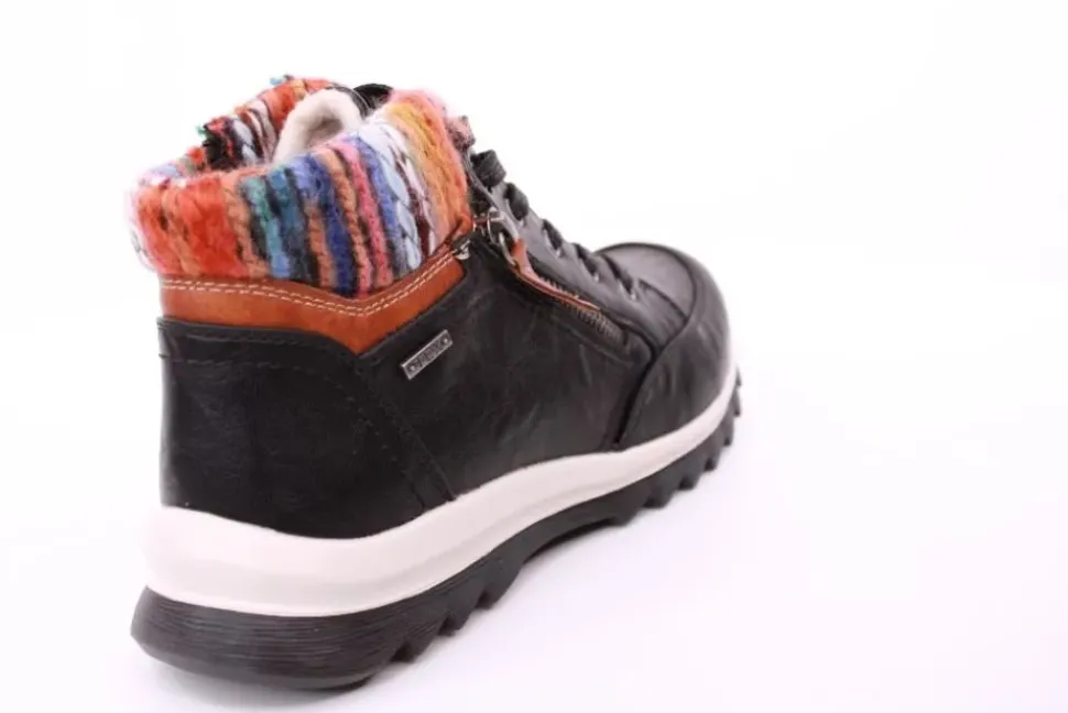 PETER ERIKSON Damen Boot Strickrand Schnürung und Reißverschluss ROT, SCHWARZ und TAN Warmfutter 58212-C24002 TEX