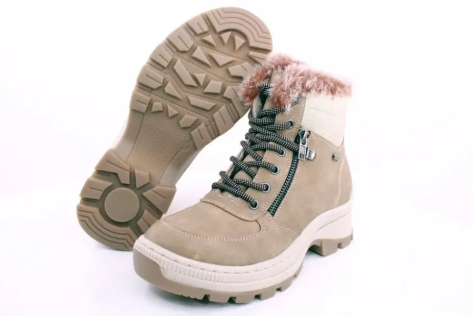 PETER ERIKSON Damen Boot Super-Softrand Schnürung und Reißverschluss in CAMEL mit Warmfutter 3315-Y24001 TEX