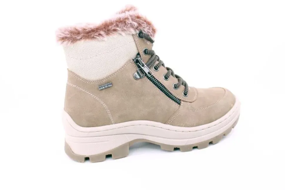 PETER ERIKSON Damen Boot Super-Softrand Schnürung und Reißverschluss in CAMEL mit Warmfutter 3315-Y24001 TEX