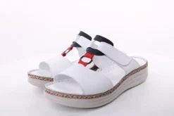 PETER ERIKSON Damen Pantolette Leder Comfort-Fußbett weiß, blau S14 241663
