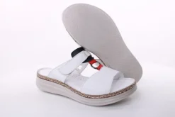 PETER ERIKSON Damen Pantolette Leder Comfort-Fußbett weiß, blau S14 241663