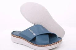 PETER ERIKSON Damen Pantolette Leder Comfort-Fußbett blau S14 241661