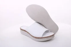 PETER ERIKSON Damen Pantolette Leder Comfort-Fußbett weiß, schwarz S14 241632