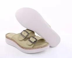 PETER ERIKSON Damen Pantolette Leder Comfort- Fußbett blau, grün S13 231539