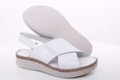 PETER ERIKSON Damen Sandale Leder Comfort- Fußbett blau, weiß S14 241626