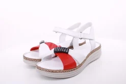 PETER ERIKSON Damen Sandale Leder Comfort-Fußbett weiß, weiß-rot, blau S14 241623