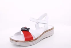 PETER ERIKSON Damen Sandale Leder Comfort-Fußbett weiß, weiß-rot, blau S14 241623