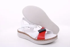 PETER ERIKSON Damen Sandale Leder Comfort-Fußbett weiß, weiß-rot, blau S14 241623