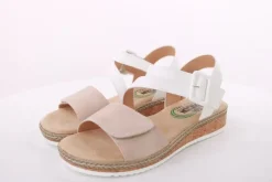PETER ERIKSON Damen Sandalette Keilabsatz Klettverschluss weiß beige S14  20-41-C23005