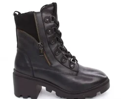 PETER ERIKSON Damen Schnürboots Stiefelette Leder Blockabsatz schwarz S23 ARIELA-GR-2316
