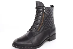 PETER ERIKSON Damen Schnürboots Leder Nietenbesatz Steppmuster schwarz S23 DORIS-2110-S