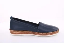 PETER ERIKSON Damen Slipper Loafer Leder Comfort- Fußbett weiß, blau S13 221591