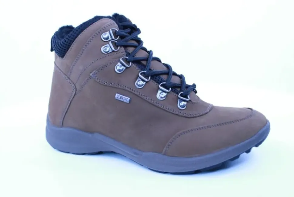 PETER ERIKSON Herren Boot Leder Extraweit Schnürung und Reißverschluss in PEANUT mit Warmfutter FLEXI-05A TEX