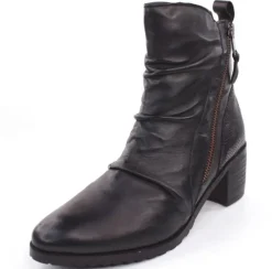 PETER ERIKSON Stiefelette Leder Zierfalten schwarz S23 CATHY-2301