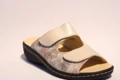 Portina Bequempantolette Wechselfußbett komplett Leder beige  10302