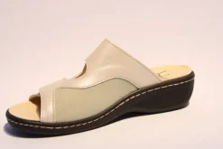 Portina Bequempantolette Wechselfußbett komplett Leder beige  10302