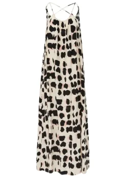 QS designed by Feines Sommerkleid aus Viskose beige/schwarz S13 2128175
