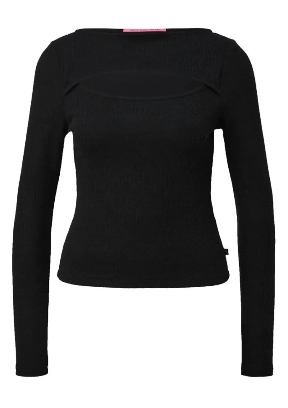 QS designed by Langarmshirt mit Cut-Out weiß, schwarz S13 2127642