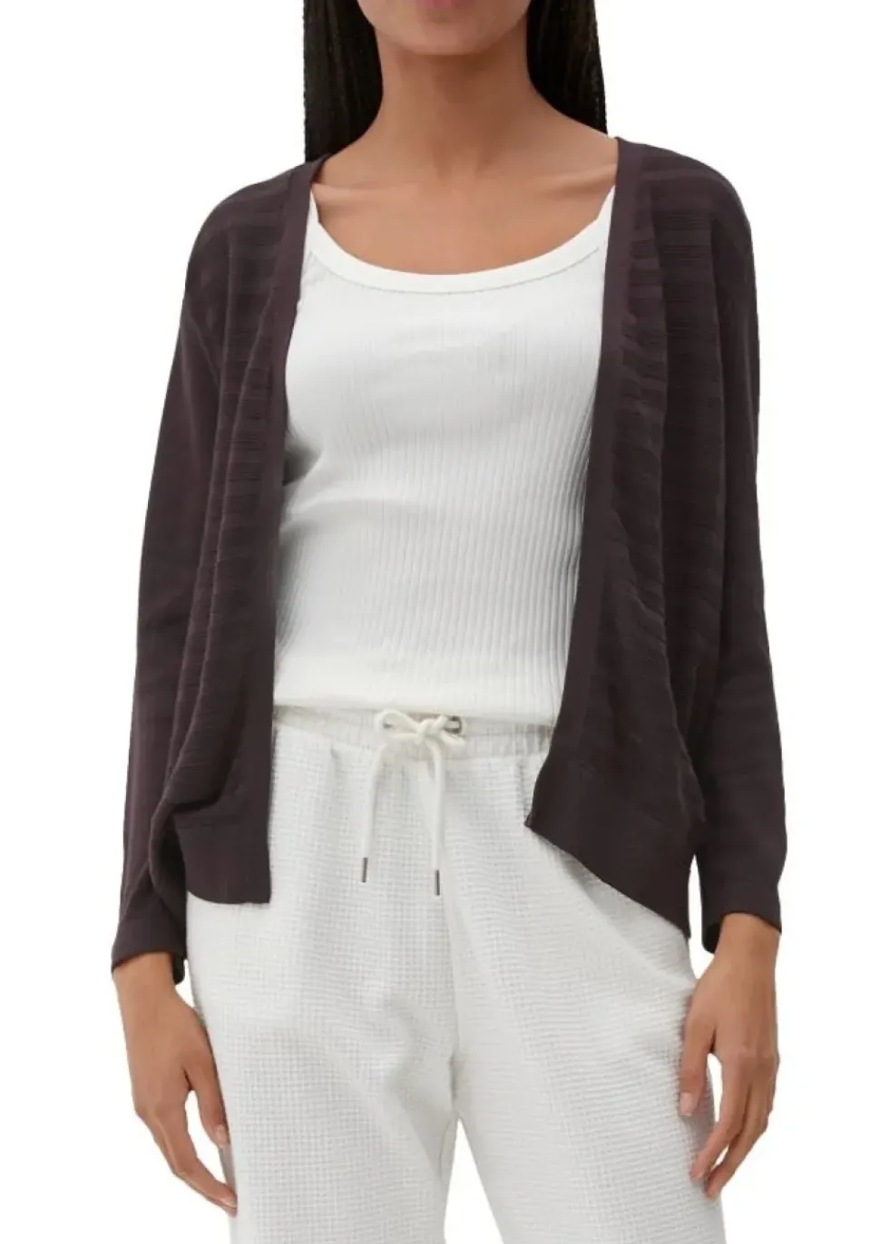 Qs designed by leichter Cardigan mit Strickmuster orange, lila, schwarz S13 2125101