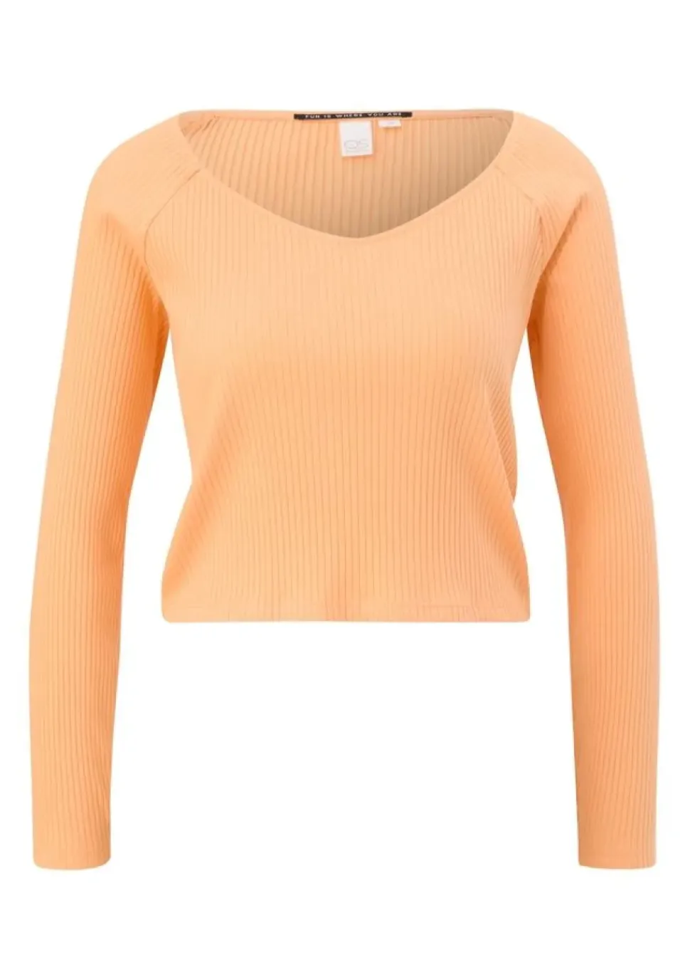 QS designed by Longsleeve mit Rippstruktur orange, blau S13 2127640